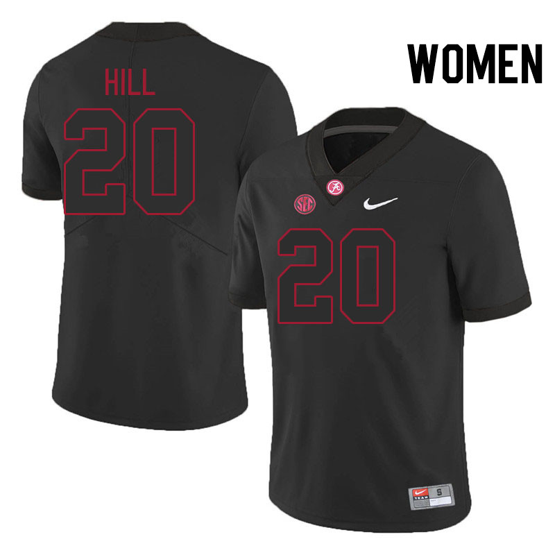 Women #20 Daniel Hill Alabama Crimson Tide College Football Jerseys Stitched-Blackout